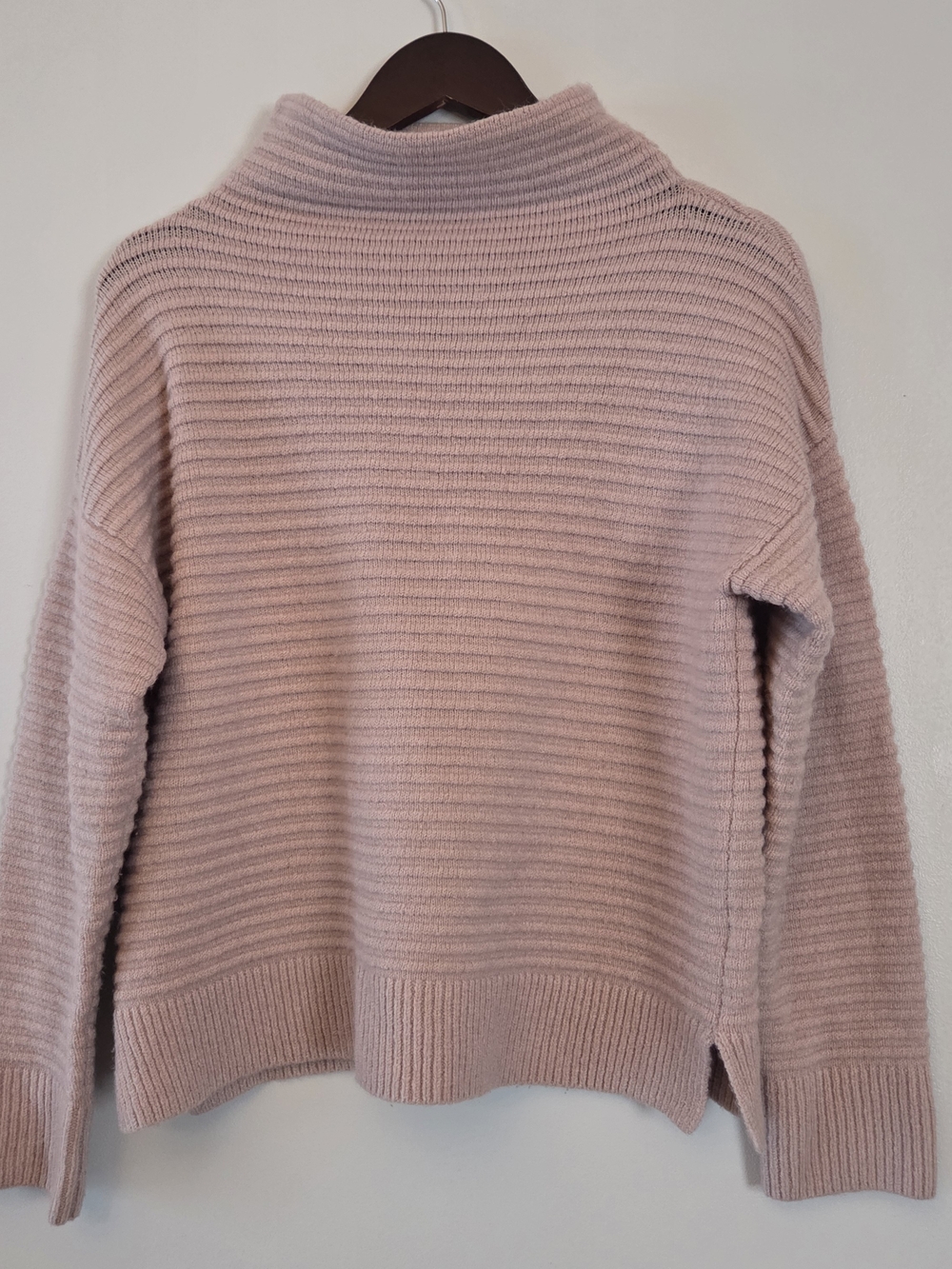 Madewell Women's Dusty Pink Belmont Mock Neck Sweater Ribbed Texture Size S
